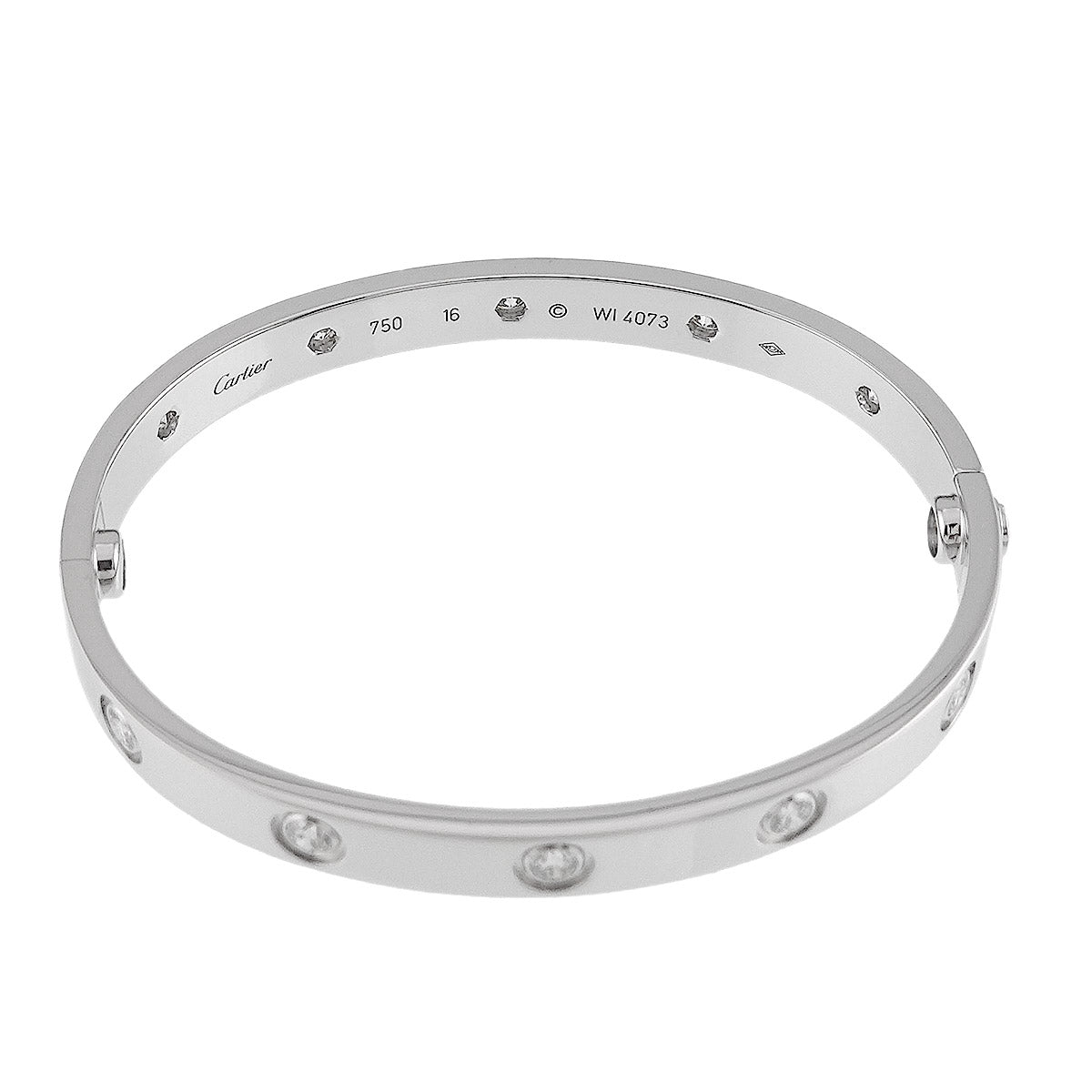 Cartier Love Bracelet Full Diamond Bangle 18K WG 750 Size16