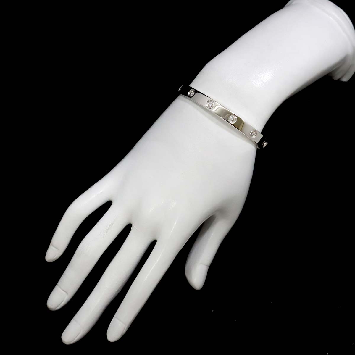 Cartier Love Bracelet Full Diamond Bangle 18K WG 750 Size16