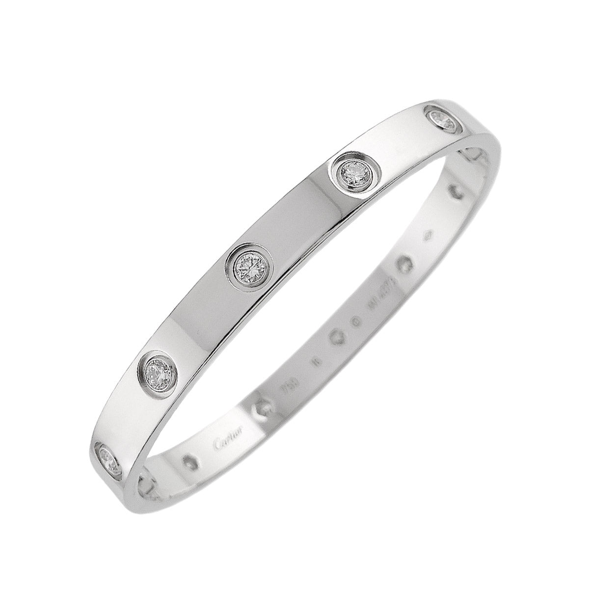 Cartier Love Bracelet Full Diamond Bangle 18K WG 750 Size16