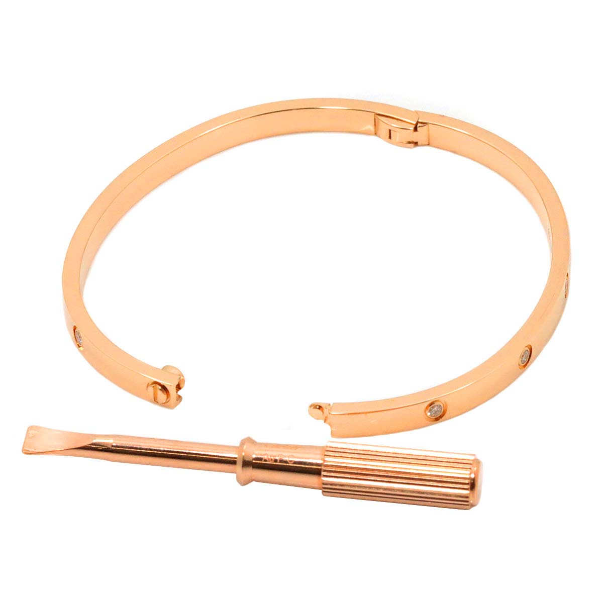 Love Bracelet SM Full Diamond Bangle 18K Pink Gold 750 Size16