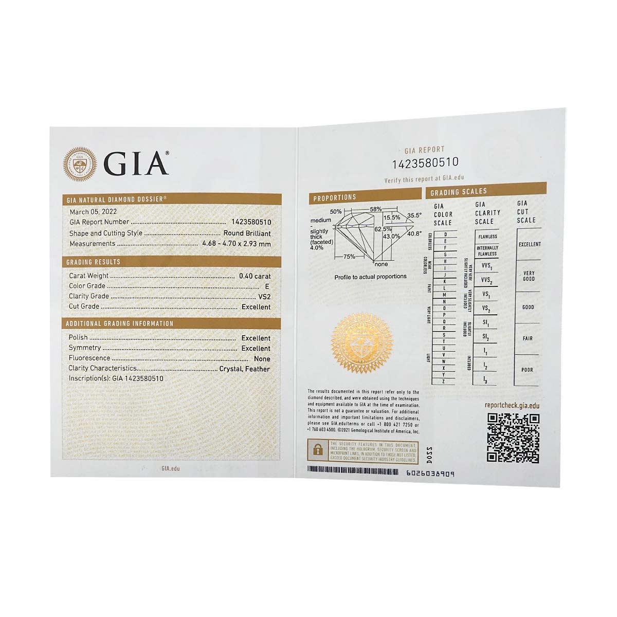 Diamond 0.40ctx2 E/VS2/3EX Earrings Pierced Pt