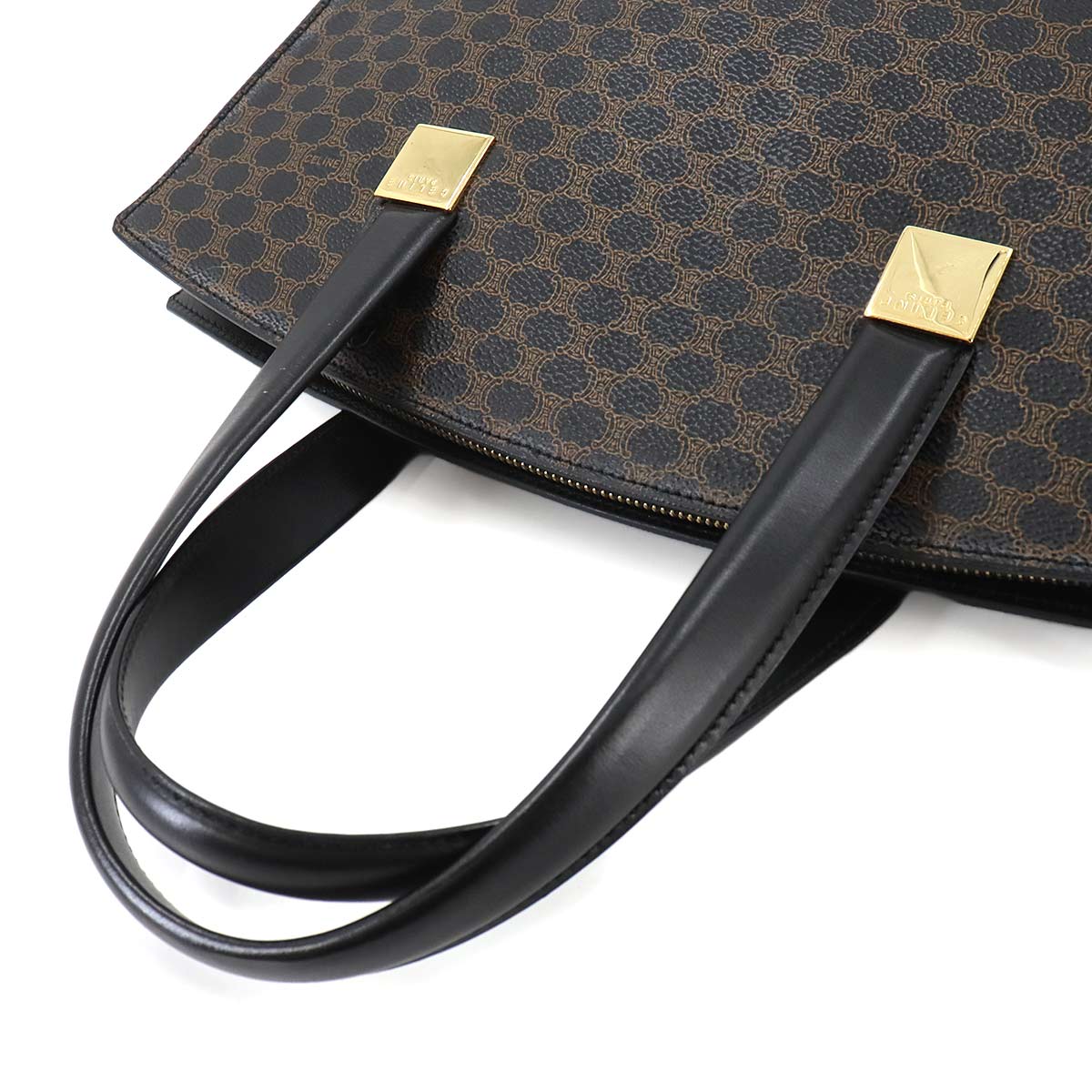 Macadam Hand Bag Leather PVC Black Brown Vintage Purse