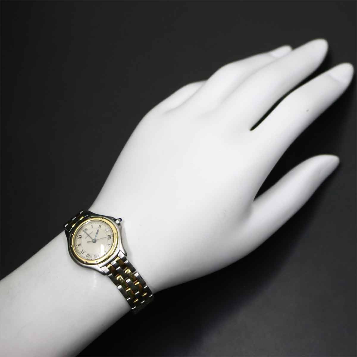 panthere cougar SM Date Two Tone K18YG Quartz cream Dial