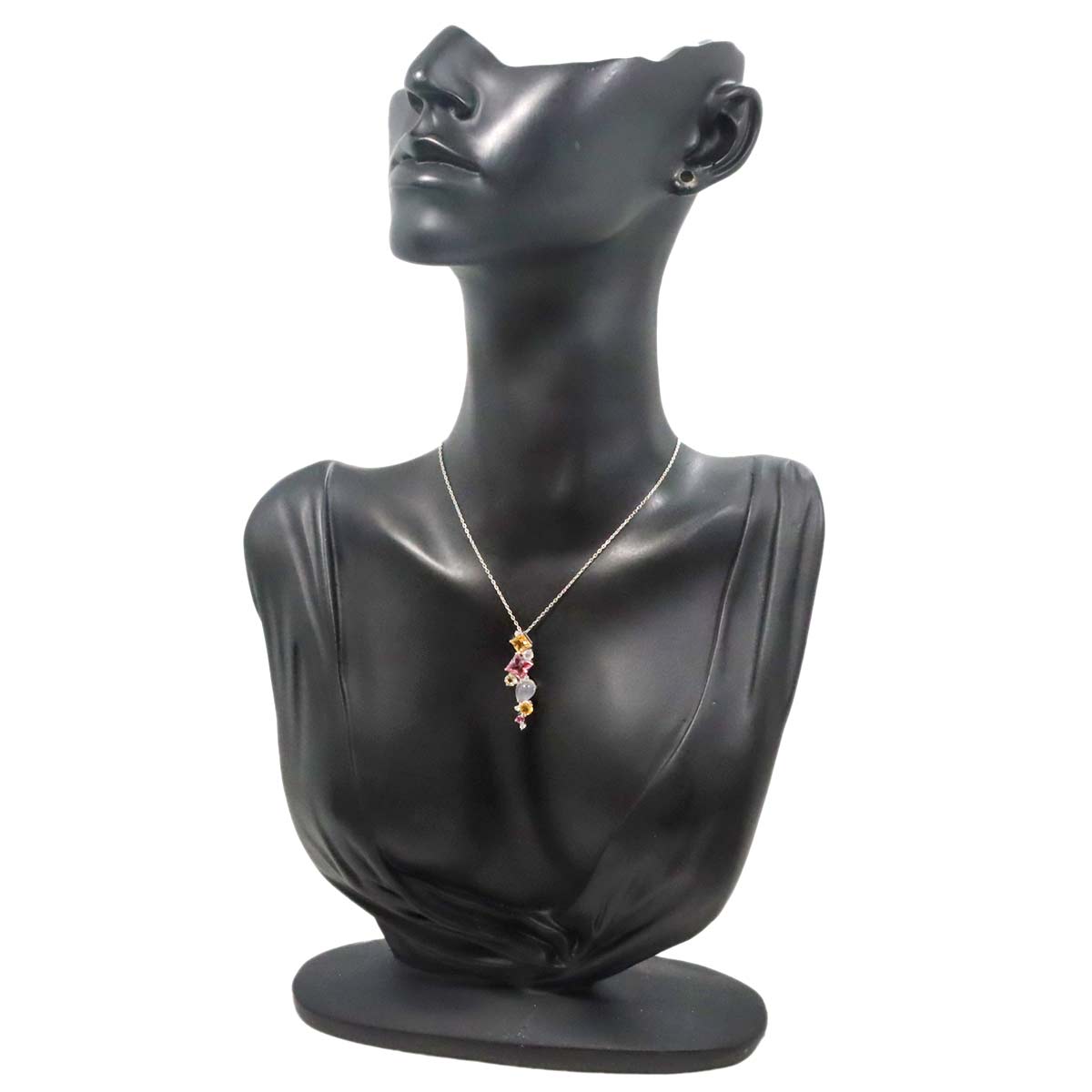 Multi Stone Necklace 18K White Gold 750