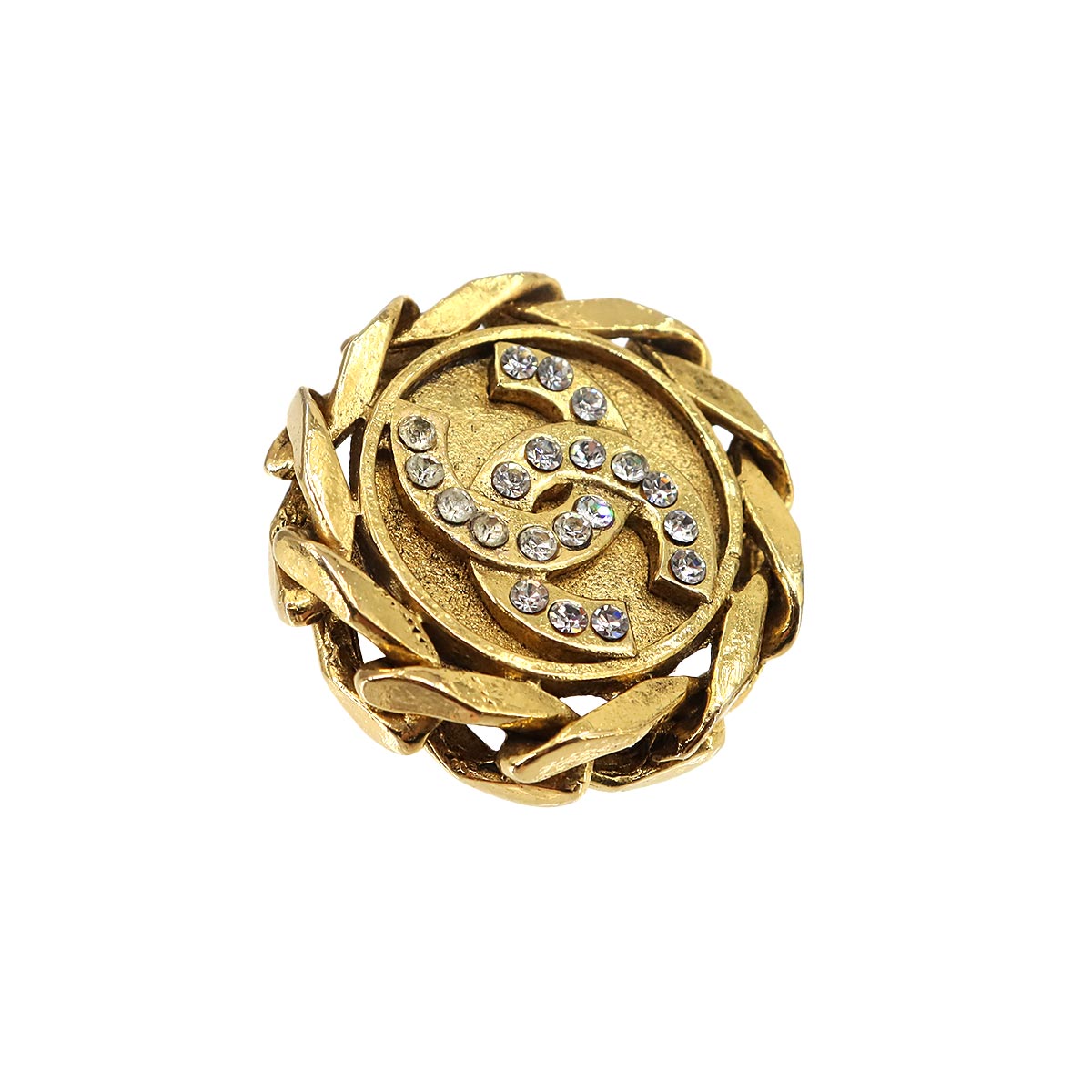 Coco Earrings Round type Rhinestone Gold Vintage Accessory