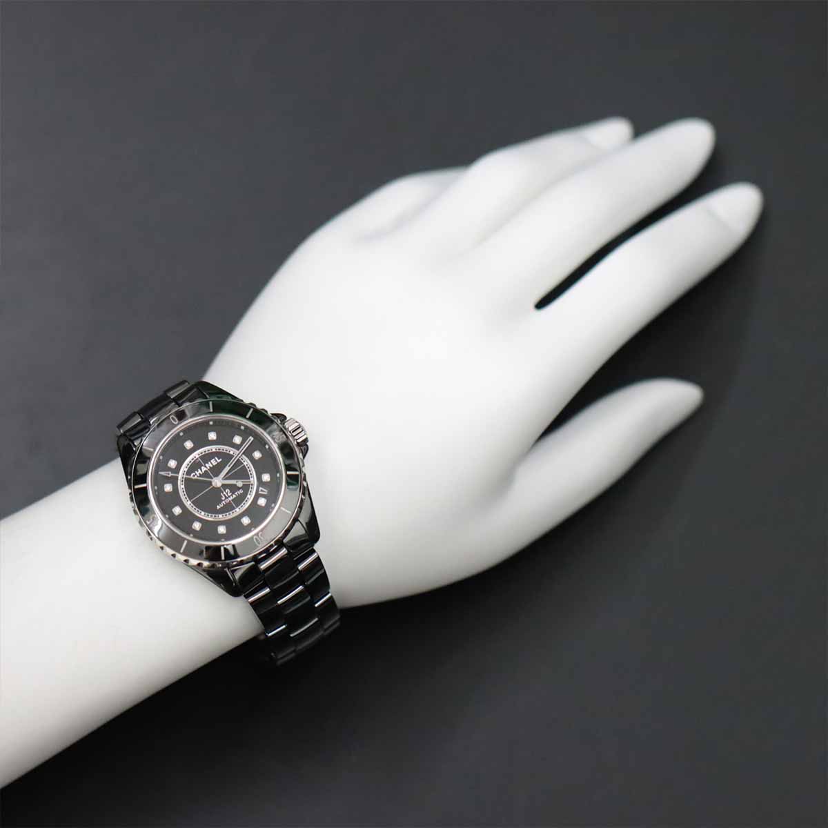 J12 H5702 38mm 12P Diamond Automatic Black Dial Mens Watch