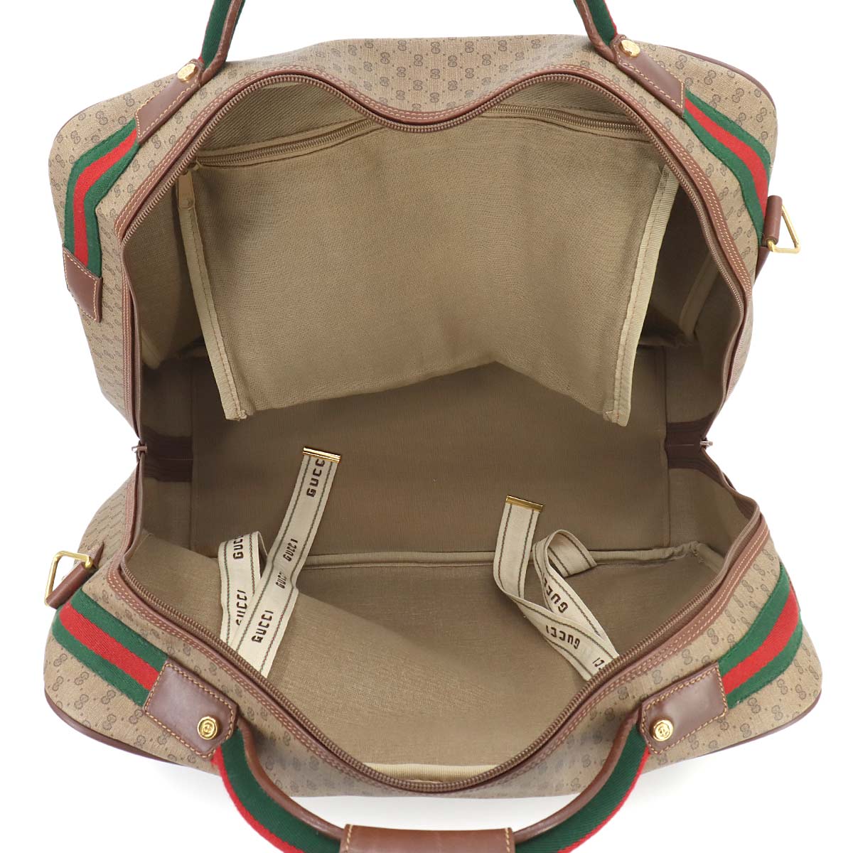 GG Plus Boston Shoulder Bag PVC Leather Beige Brown Sherry Line