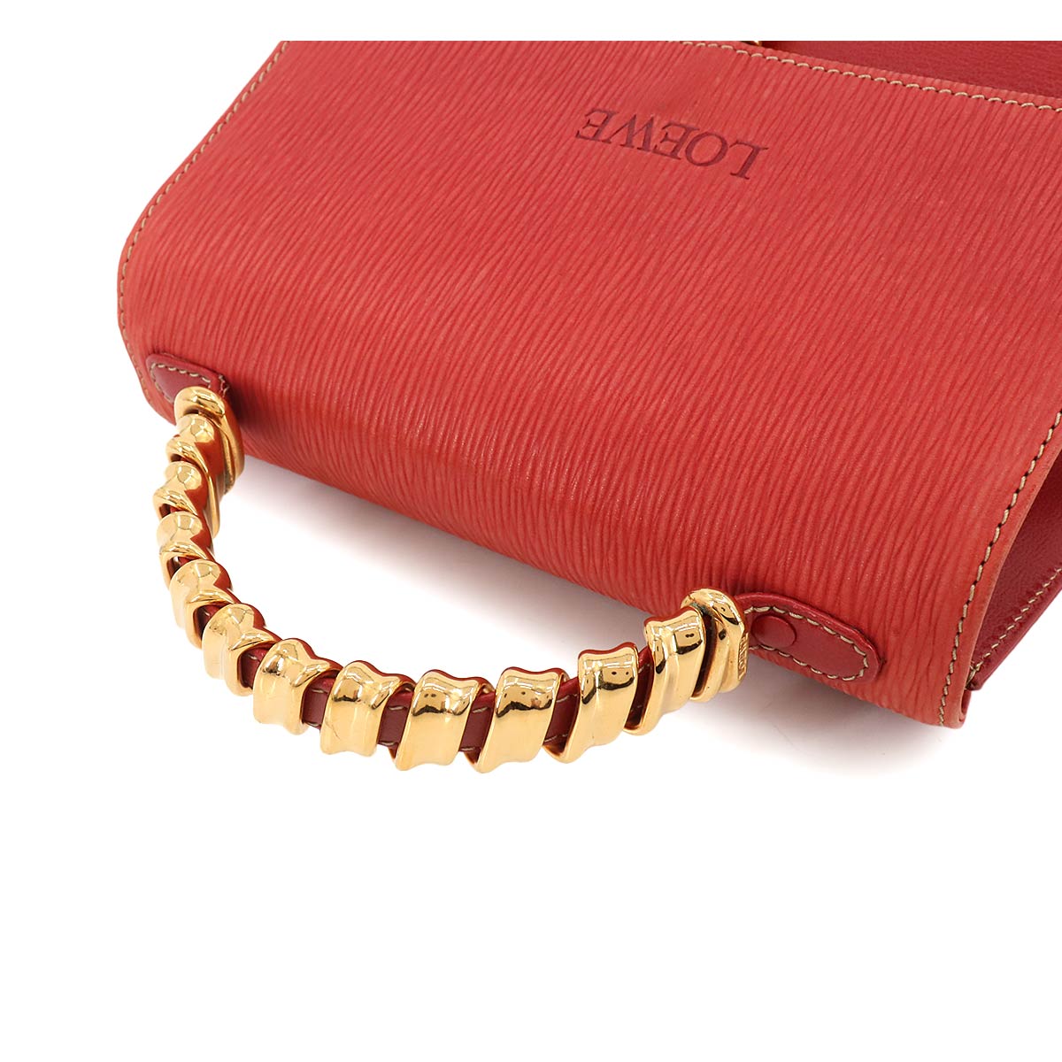 LOEWE Velazquez 2way Hand Shoulder Bag Leather Red Twist Purse