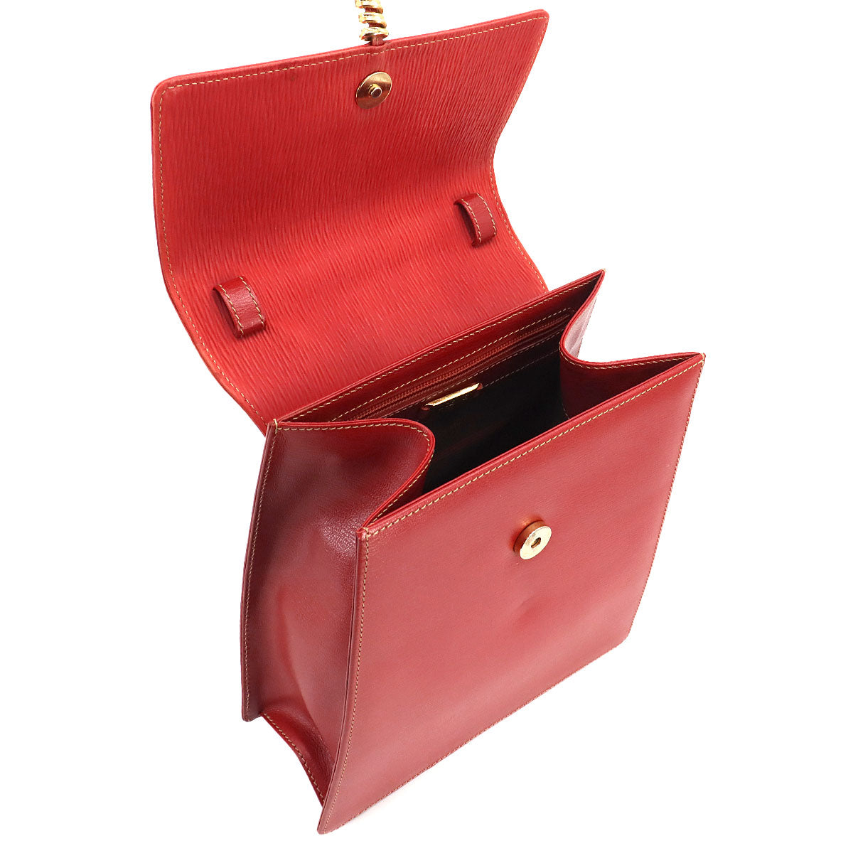 LOEWE Velazquez 2way Hand Shoulder Bag Leather Red Twist Purse