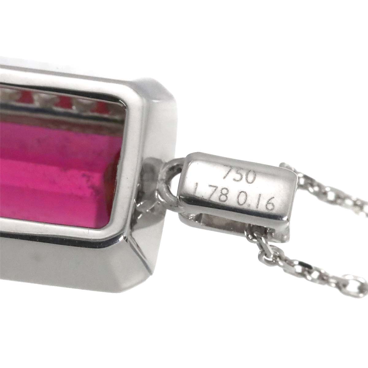 Tourmaline 1.78ct Diamond 0.16ct Necklace 18K White Gold 750