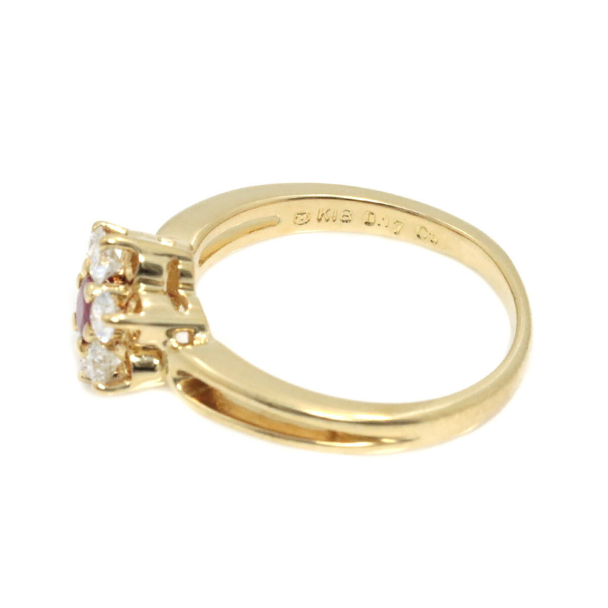 MIKIMOTO Ruby 0.17ct Diamond 0.24ct Ring 18K YG 750 Size3.75-4(US)