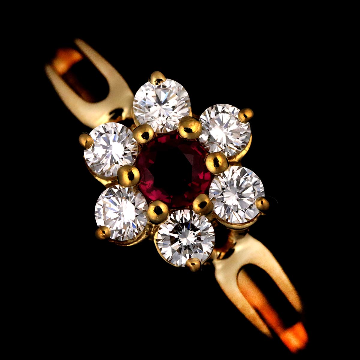MIKIMOTO Ruby 0.17ct Diamond 0.24ct Ring 18K YG 750 Size3.75-4(US)
