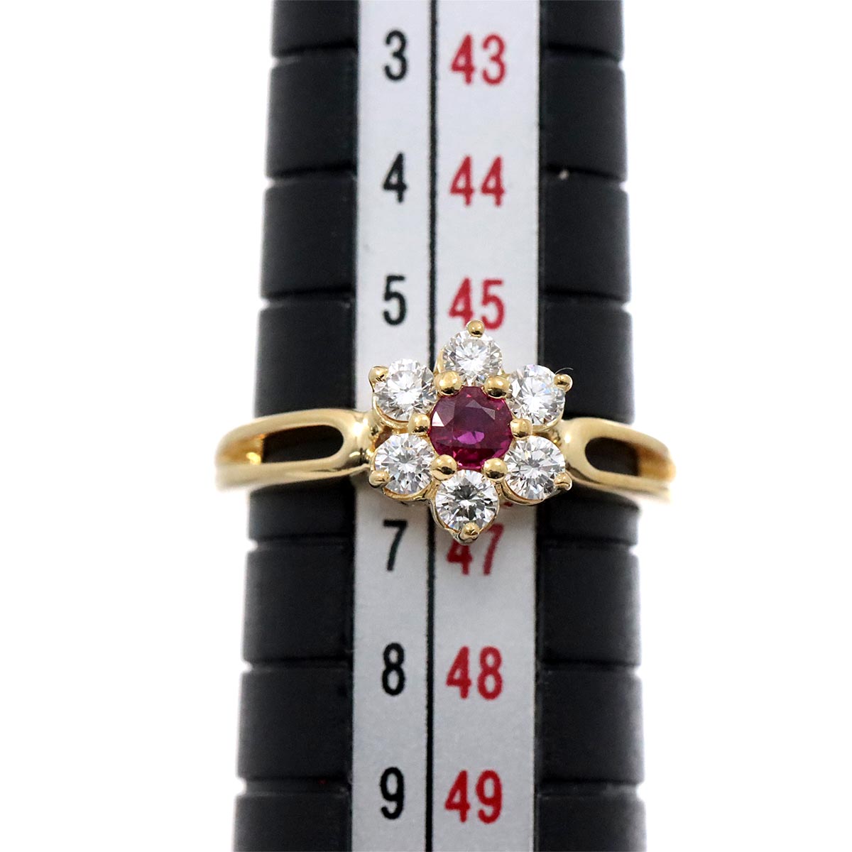MIKIMOTO Ruby 0.17ct Diamond 0.24ct Ring 18K YG 750 Size3.75-4(US)