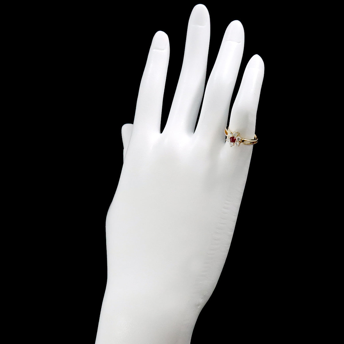 MIKIMOTO Ruby 0.17ct Diamond 0.24ct Ring 18K YG 750 Size3.75-4(US)