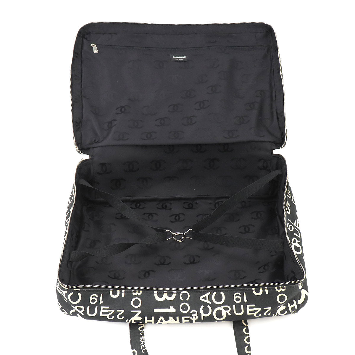 Bicyie Line Boston Bag Canvas Black White Purse