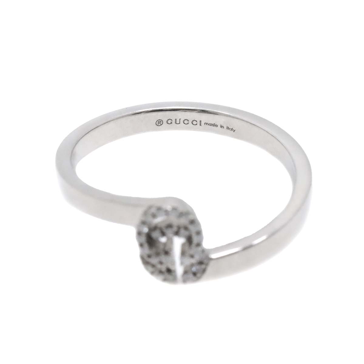 GUCCI GG Logo Ring Diamond 18K K18 WG 750 size11 5.25-5.5(US)