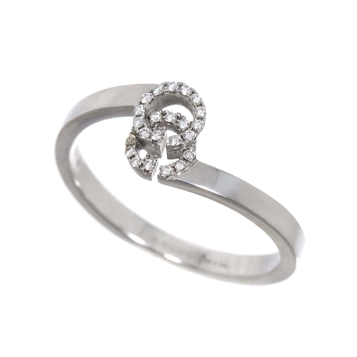 GUCCI GG Logo Ring Diamond 18K K18 WG 750 size11 5.25-5.5(US)