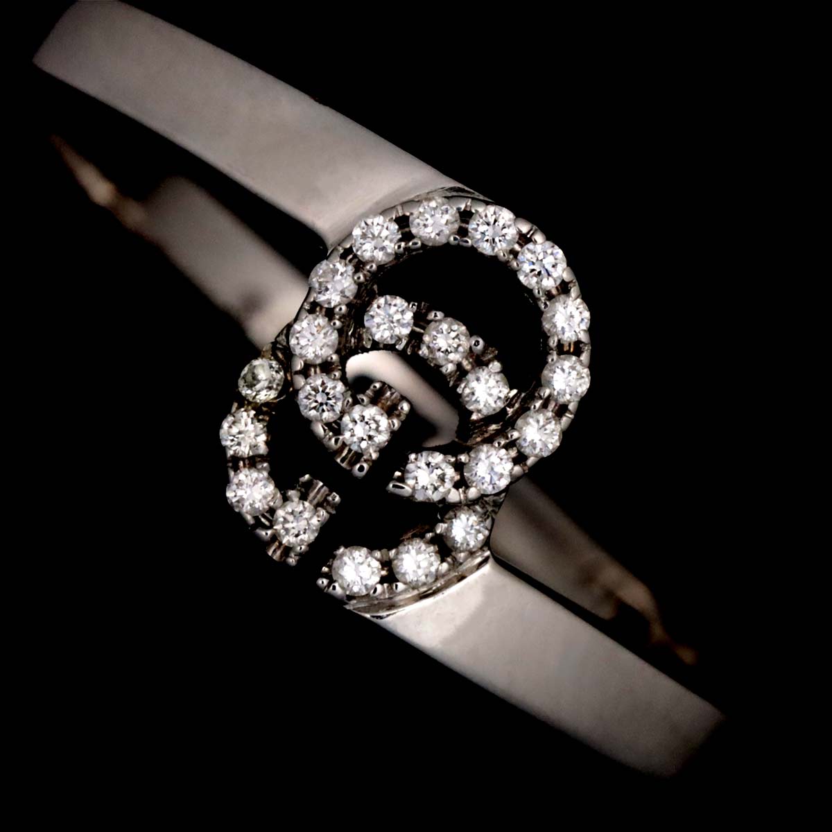 GUCCI GG Logo Ring Diamond 18K K18 WG 750 size11 5.25-5.5(US)