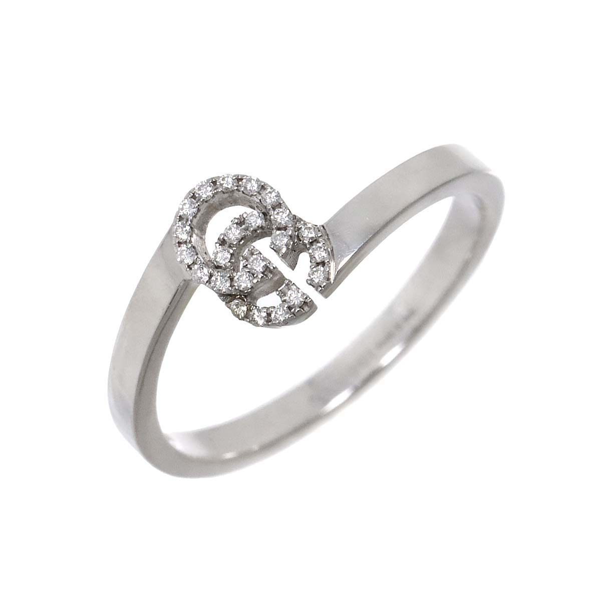 GUCCI GG Logo Ring Diamond 18K K18 WG 750 size11 5.25-5.5(US)