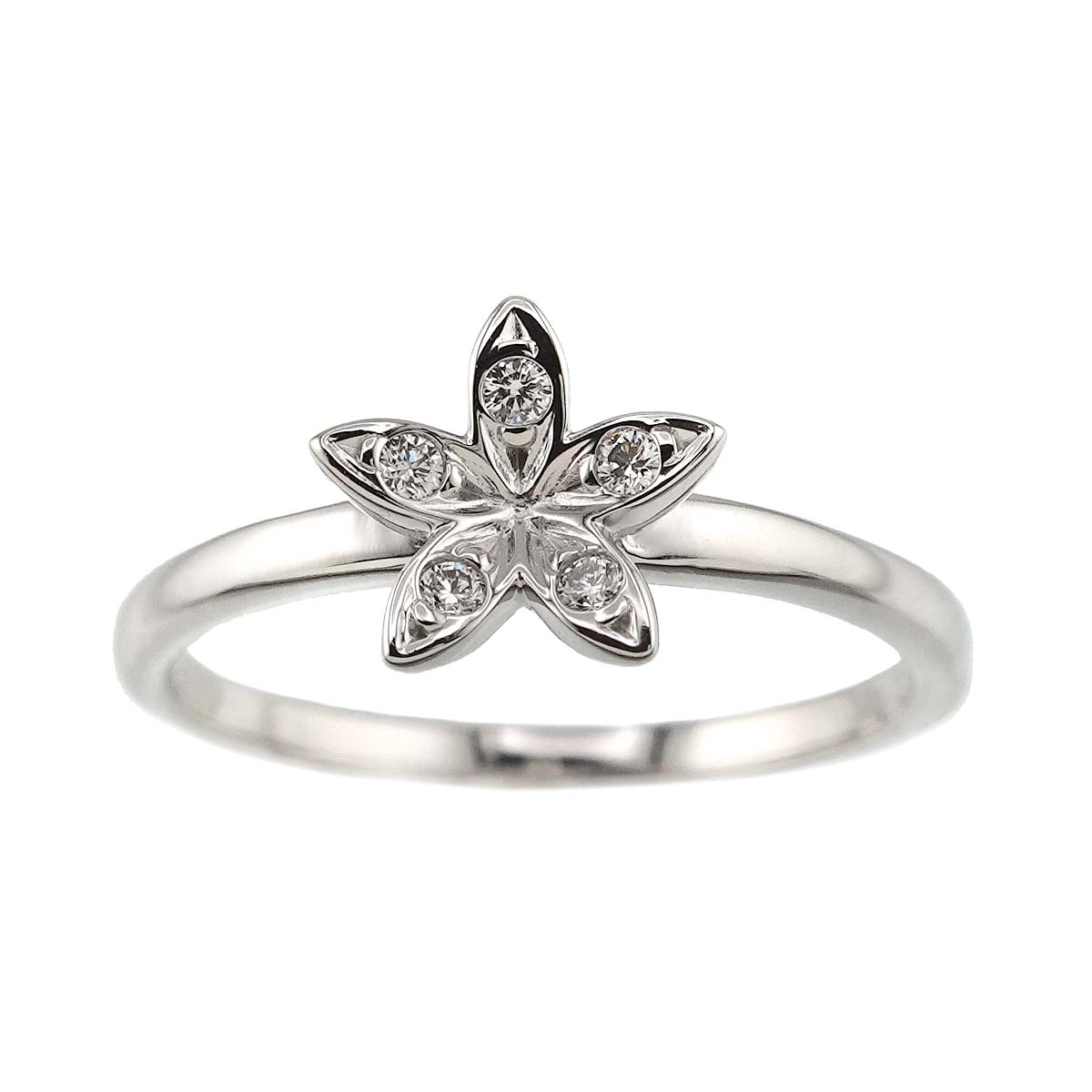 TASAKI Diamond 0.05ct Flower Ring 18K White Gold 750 Size5.75-6(US)