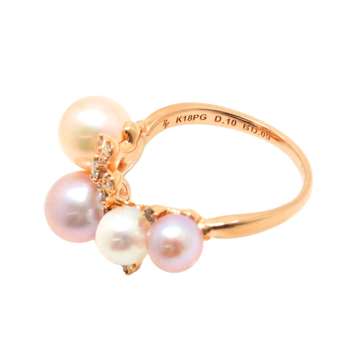 Ponte Vecchio Freshwater cultured pearl Diamond Ring 18K PG 750