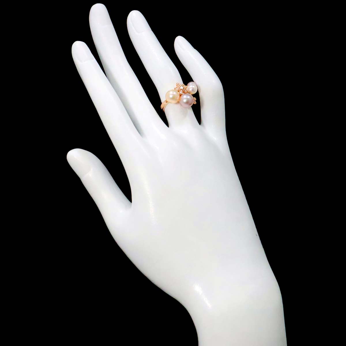 Ponte Vecchio Freshwater cultured pearl Diamond Ring 18K PG 750