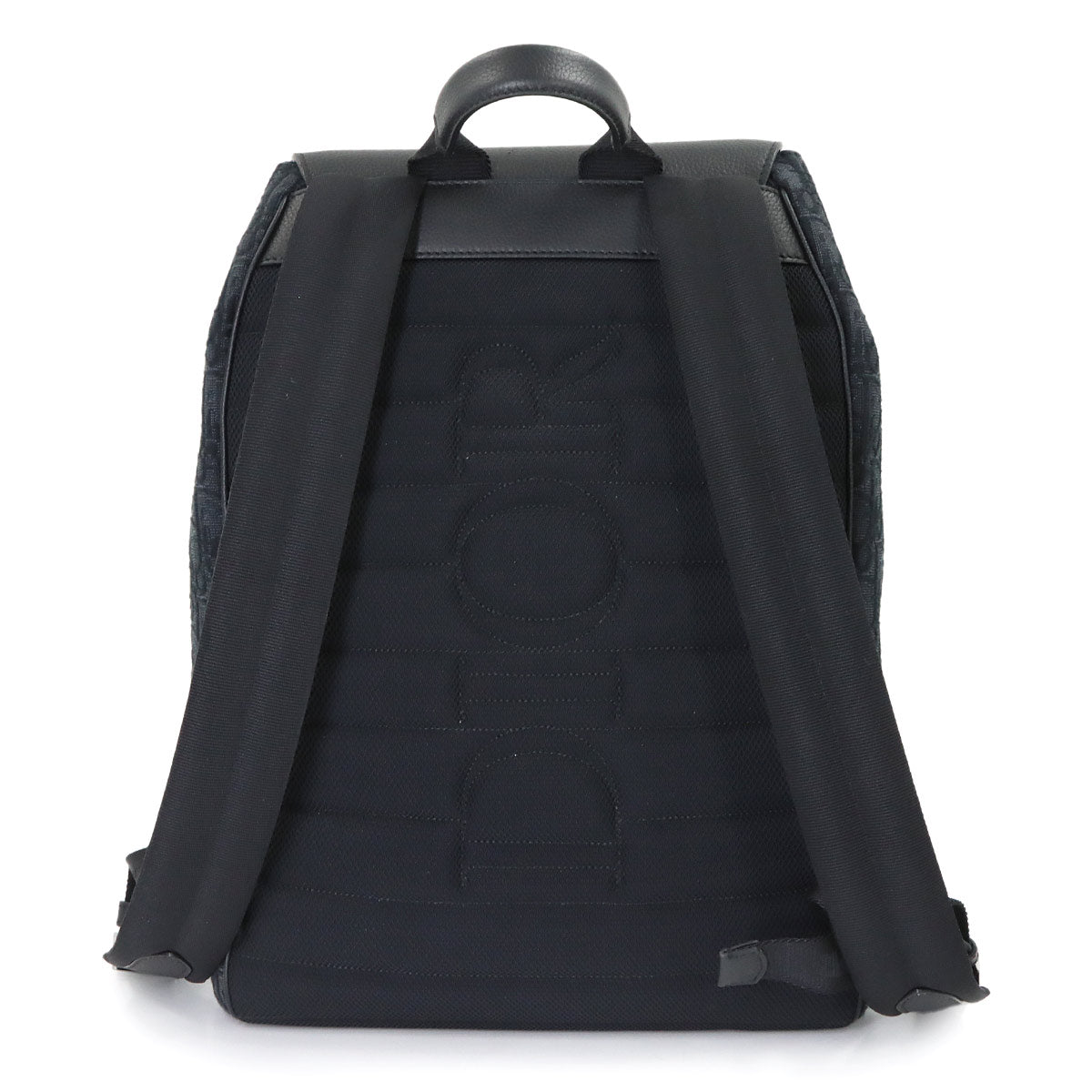 Oblique Backpack Canvas Leather Black Purse
