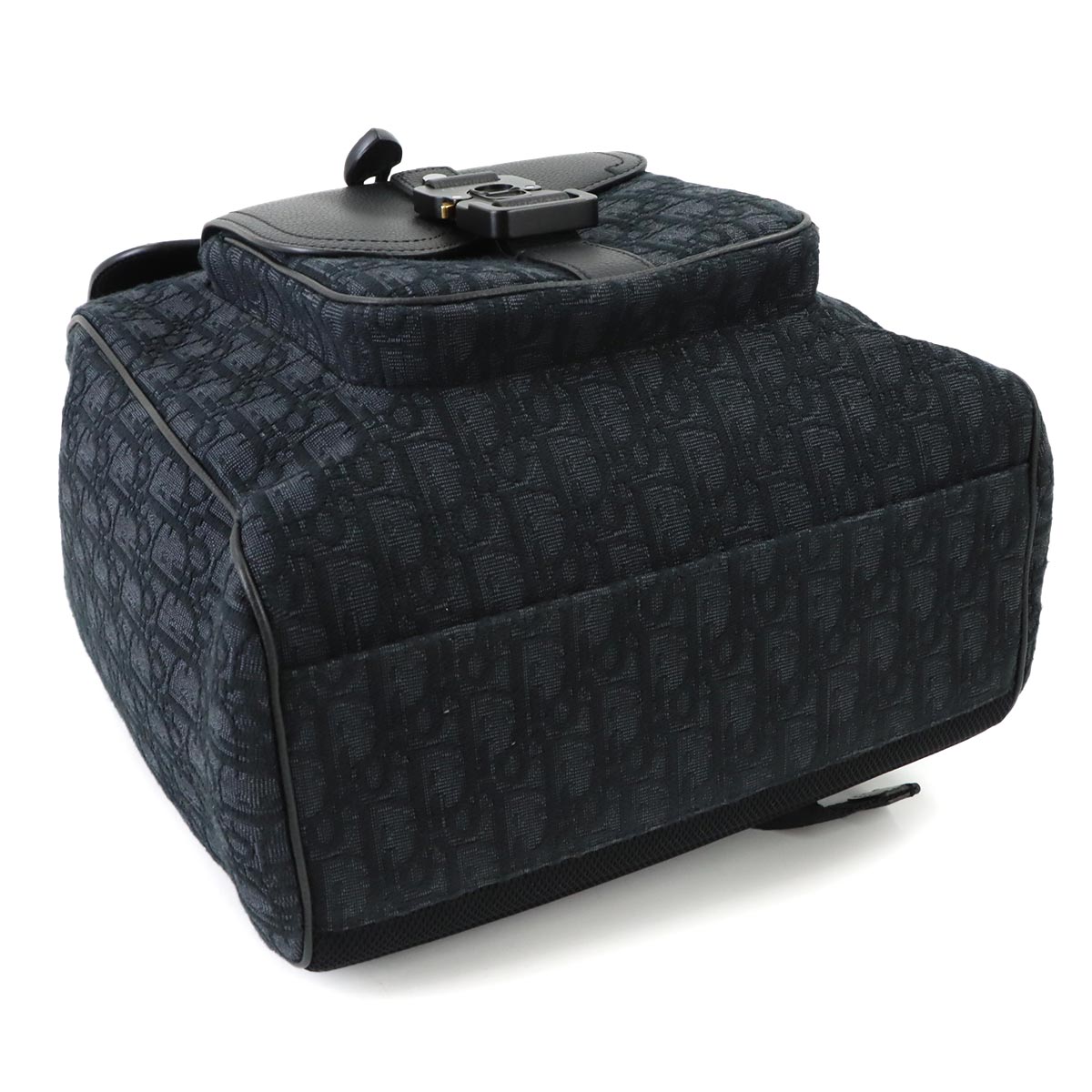 Oblique Backpack Canvas Leather Black Purse