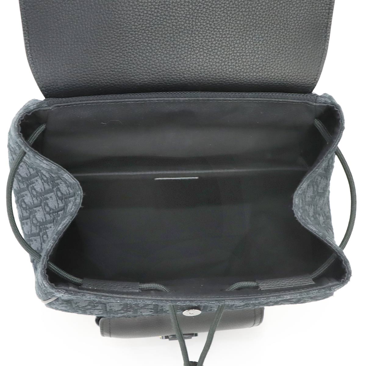 Oblique Backpack Canvas Leather Black Purse