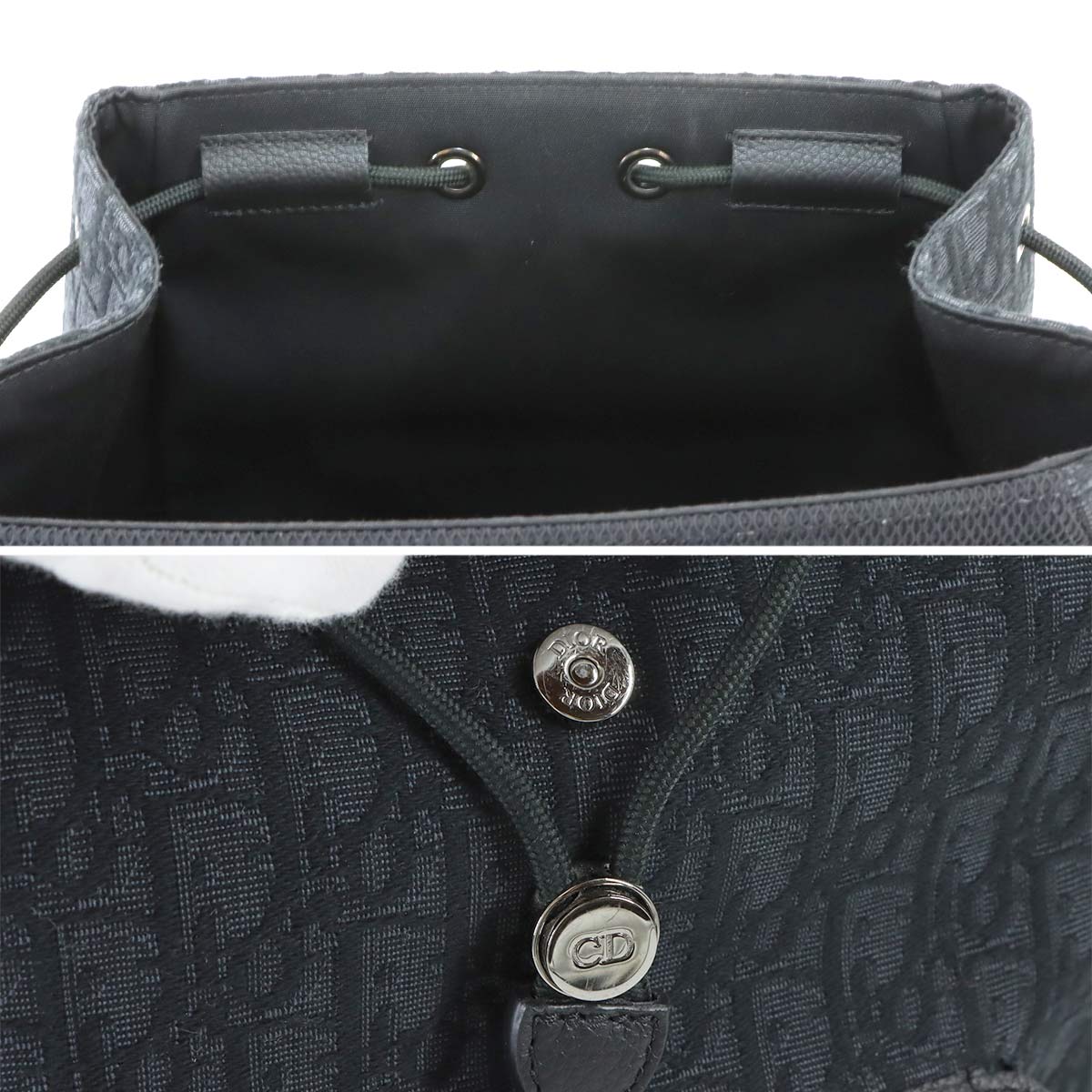 Oblique Backpack Canvas Leather Black Purse