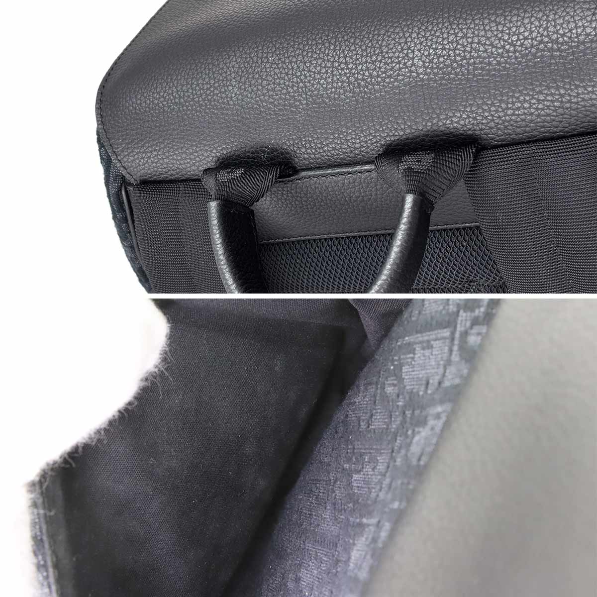Oblique Backpack Canvas Leather Black Purse