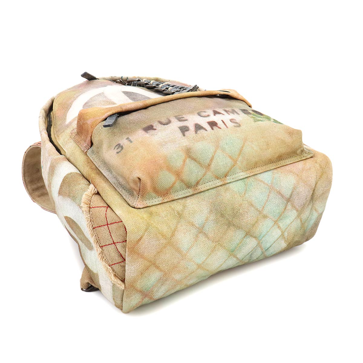 Graffiti Backpack Canvas Leather Multi Color A92352 Purse