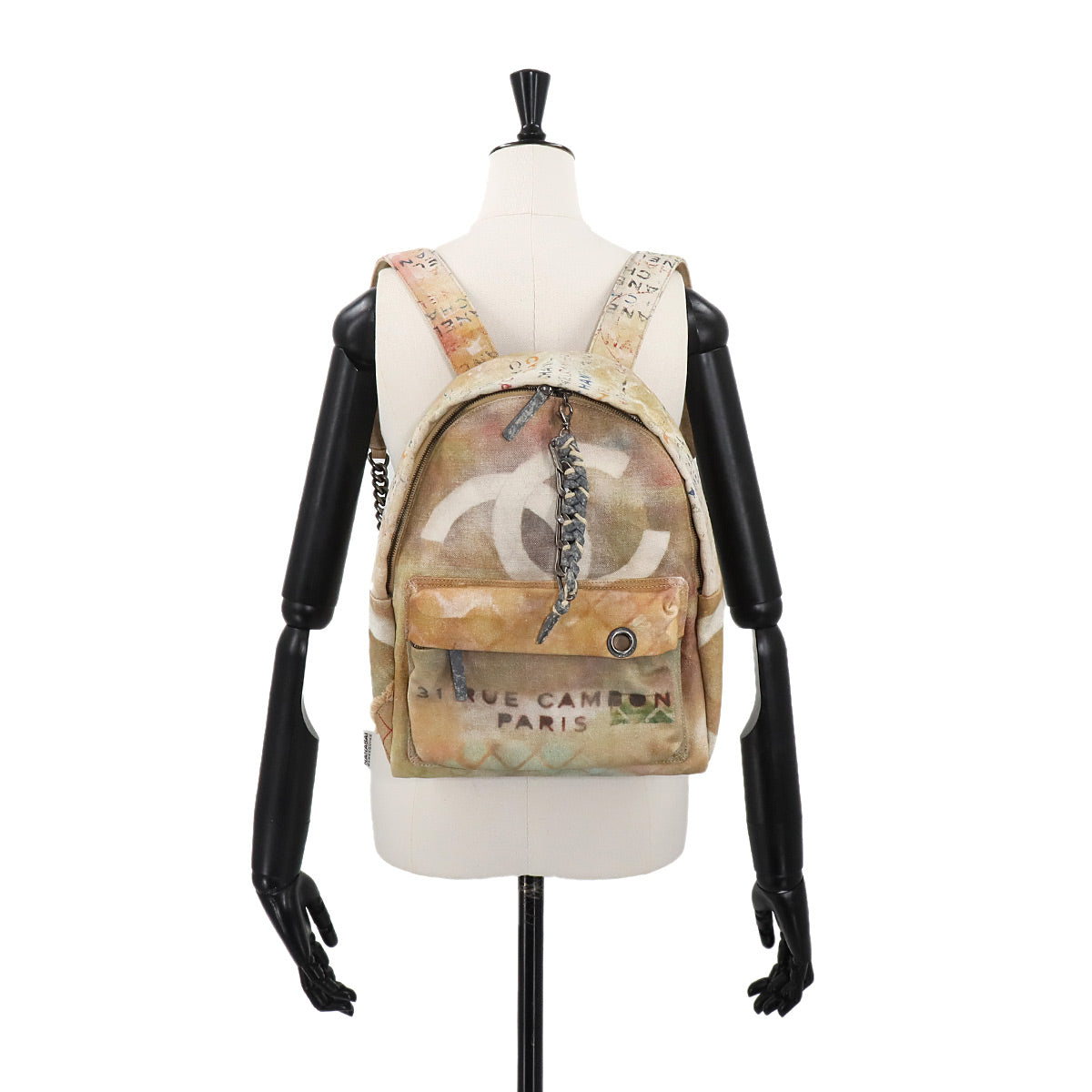 Graffiti Backpack Canvas Leather Multi Color A92352 Purse