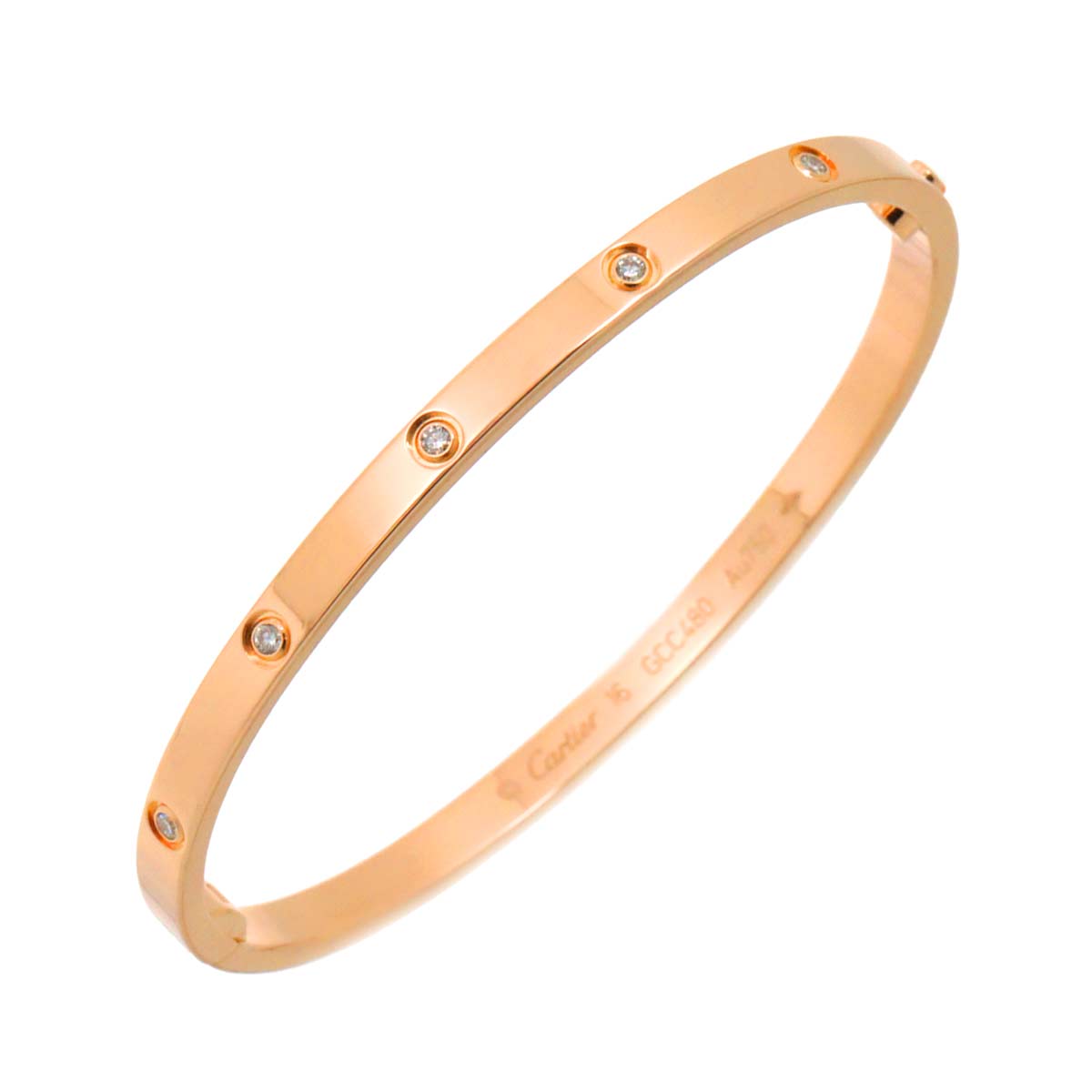Love Bracelet SM Full Diamond Bangle 18K Pink Gold 750 Size16