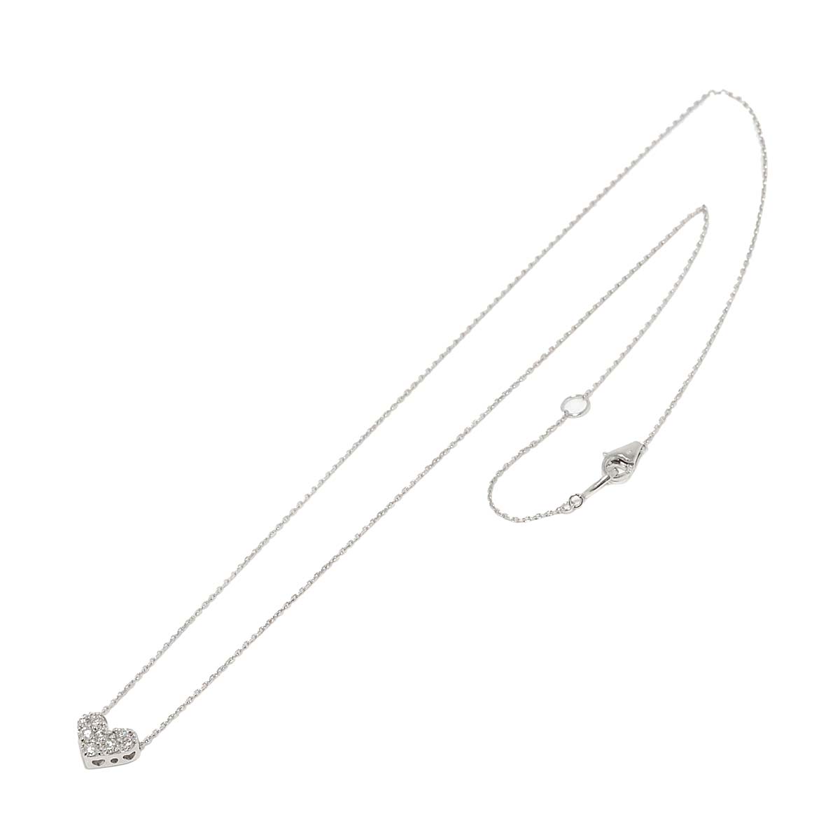 Heart Motif Diamond 0.20ct Necklace 18K White Gold 750