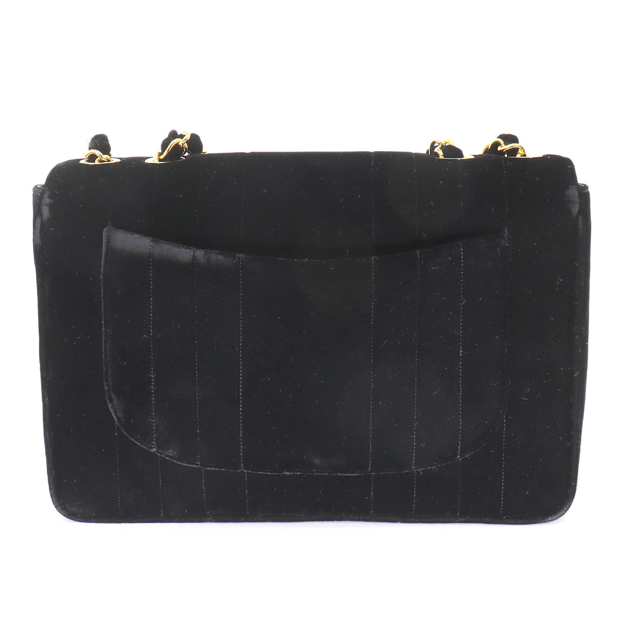 Mademoiselle Chain Shoulder Bag Velor Black Vintage