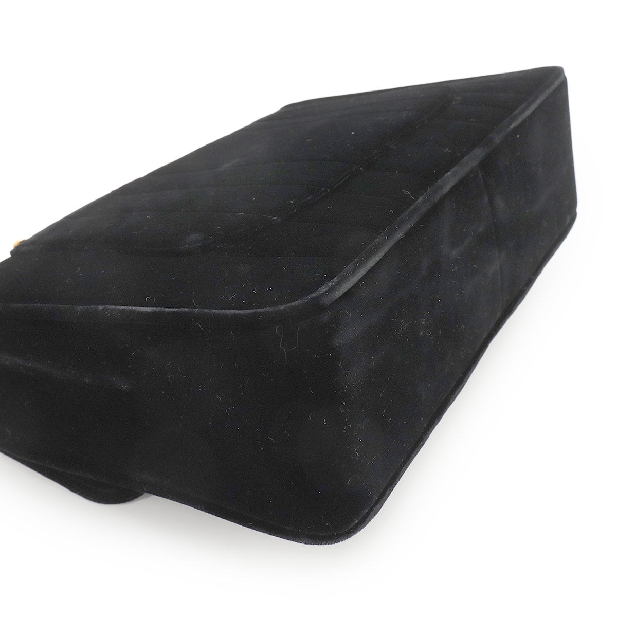 Mademoiselle Chain Shoulder Bag Velor Black Vintage