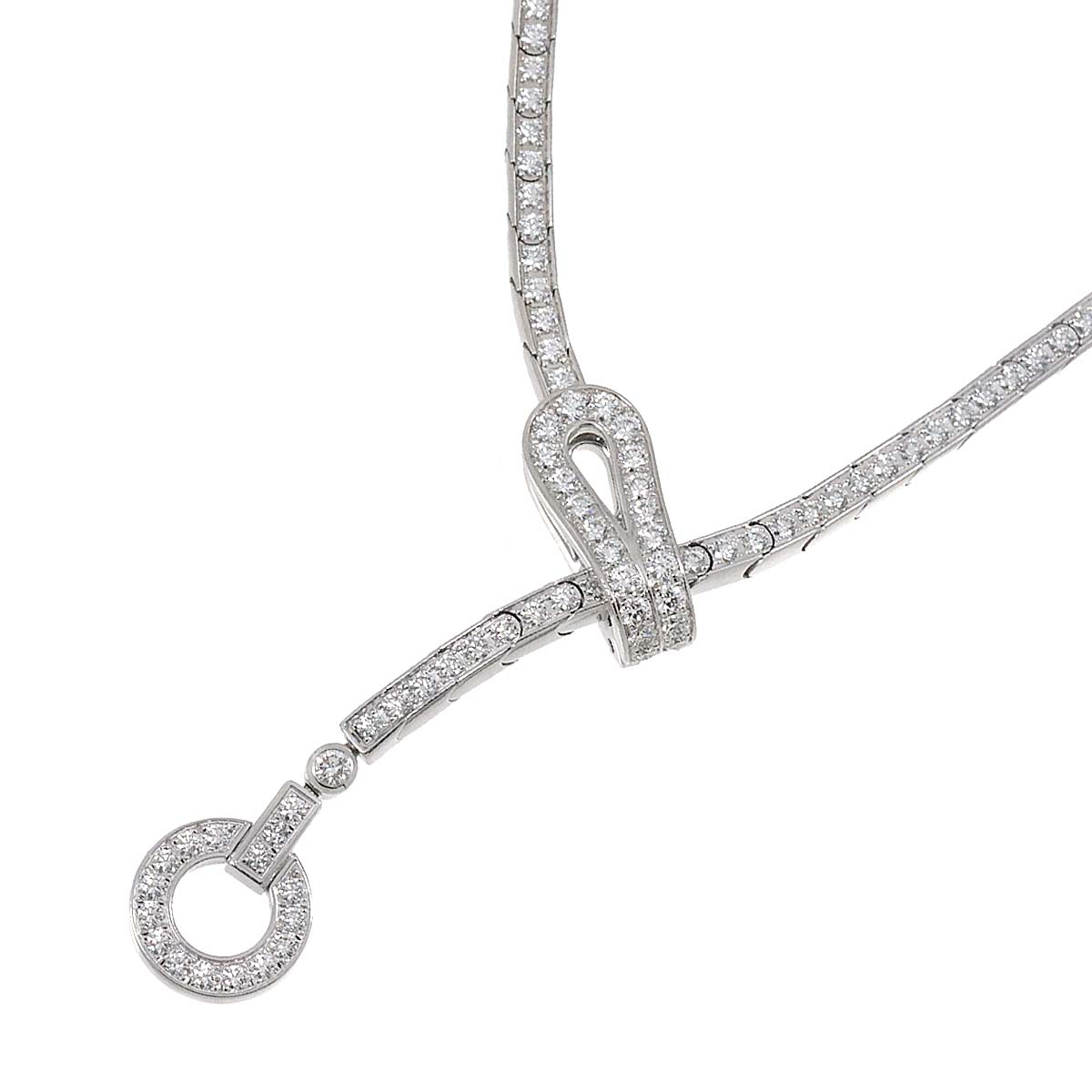 Cartier AGRAFE Diamond Necklace 18K White Gold 750