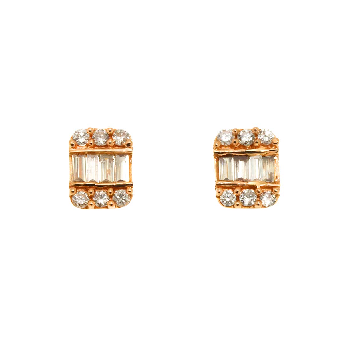 Diamond 0.10ct/0.10ct Earrings Pierced 18K PG Pink Gold 750
