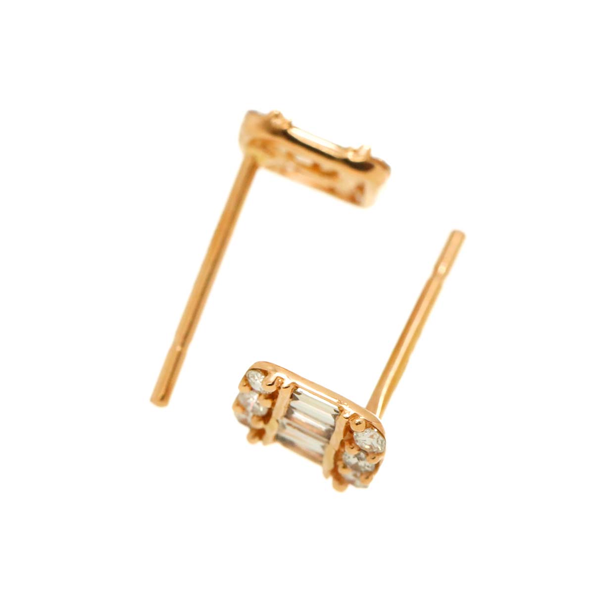Diamond 0.10ct/0.10ct Earrings Pierced 18K PG Pink Gold 750