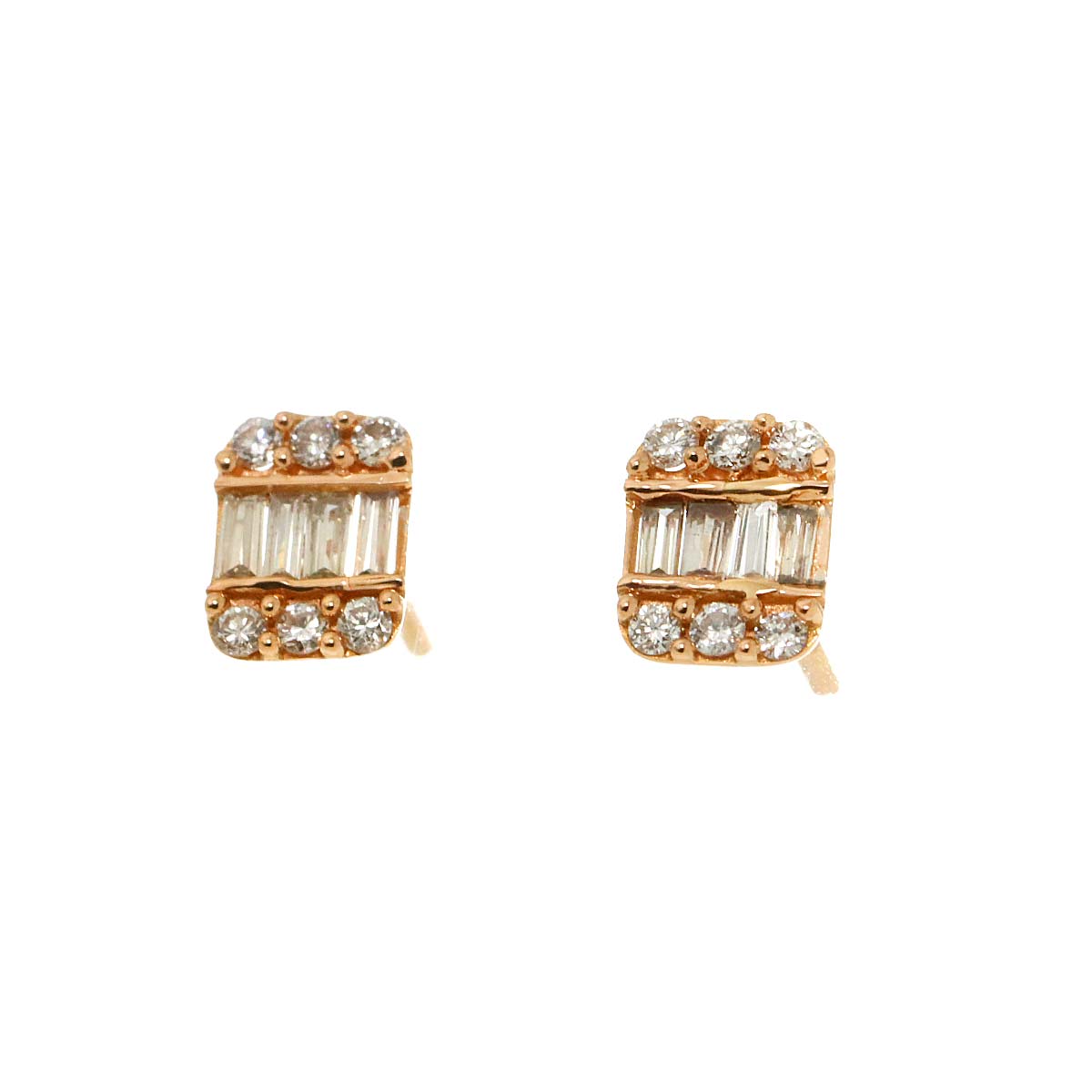 Diamond 0.10ct/0.10ct Earrings Pierced 18K PG Pink Gold 750