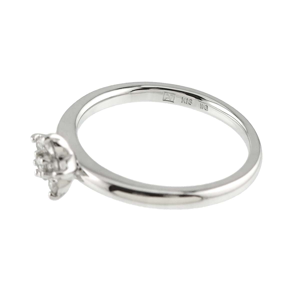 Ponte Vecchio Diamond 0.14ct Flower Ring 18K WG 750 Size3.25(US)