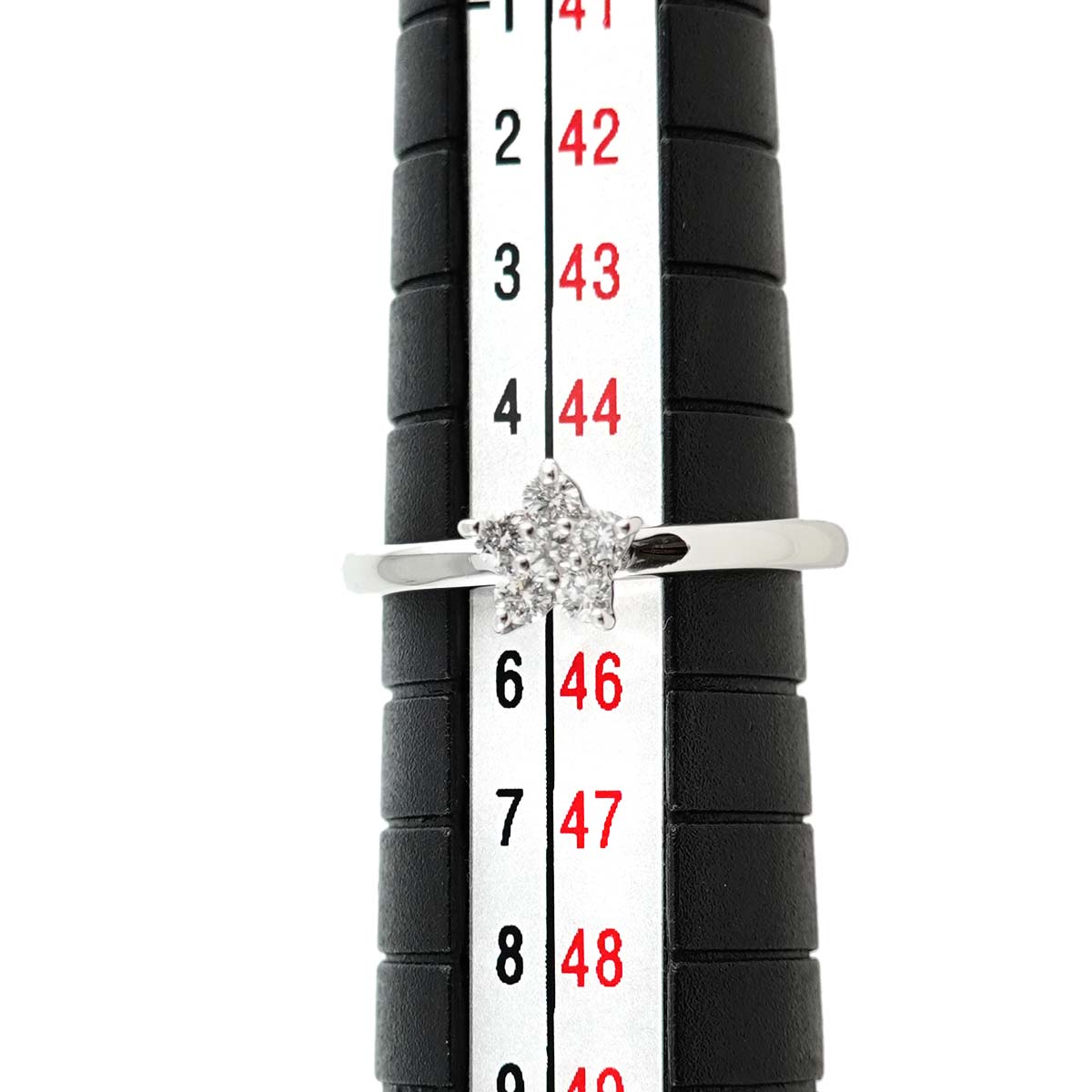 Ponte Vecchio Diamond 0.14ct Flower Ring 18K WG 750 Size3.25(US)