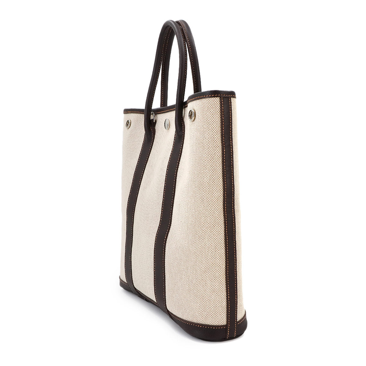 Garden File PM Tote Shoulder Bag Toile H Leather Marron 90265988