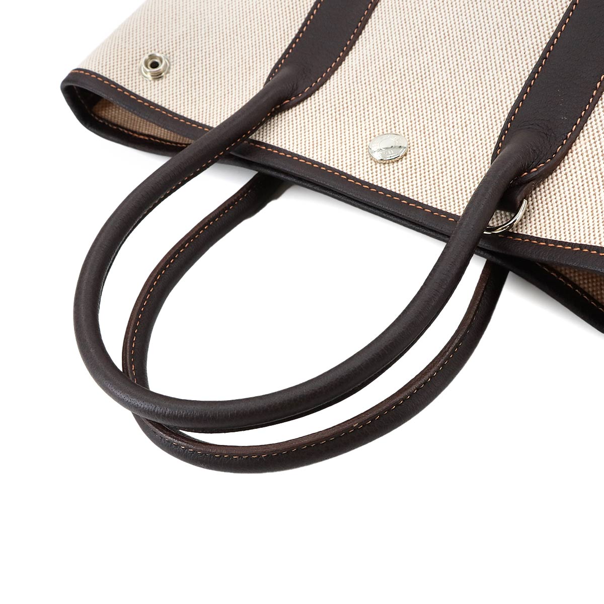 Garden File PM Tote Shoulder Bag Toile H Leather Marron 90265988