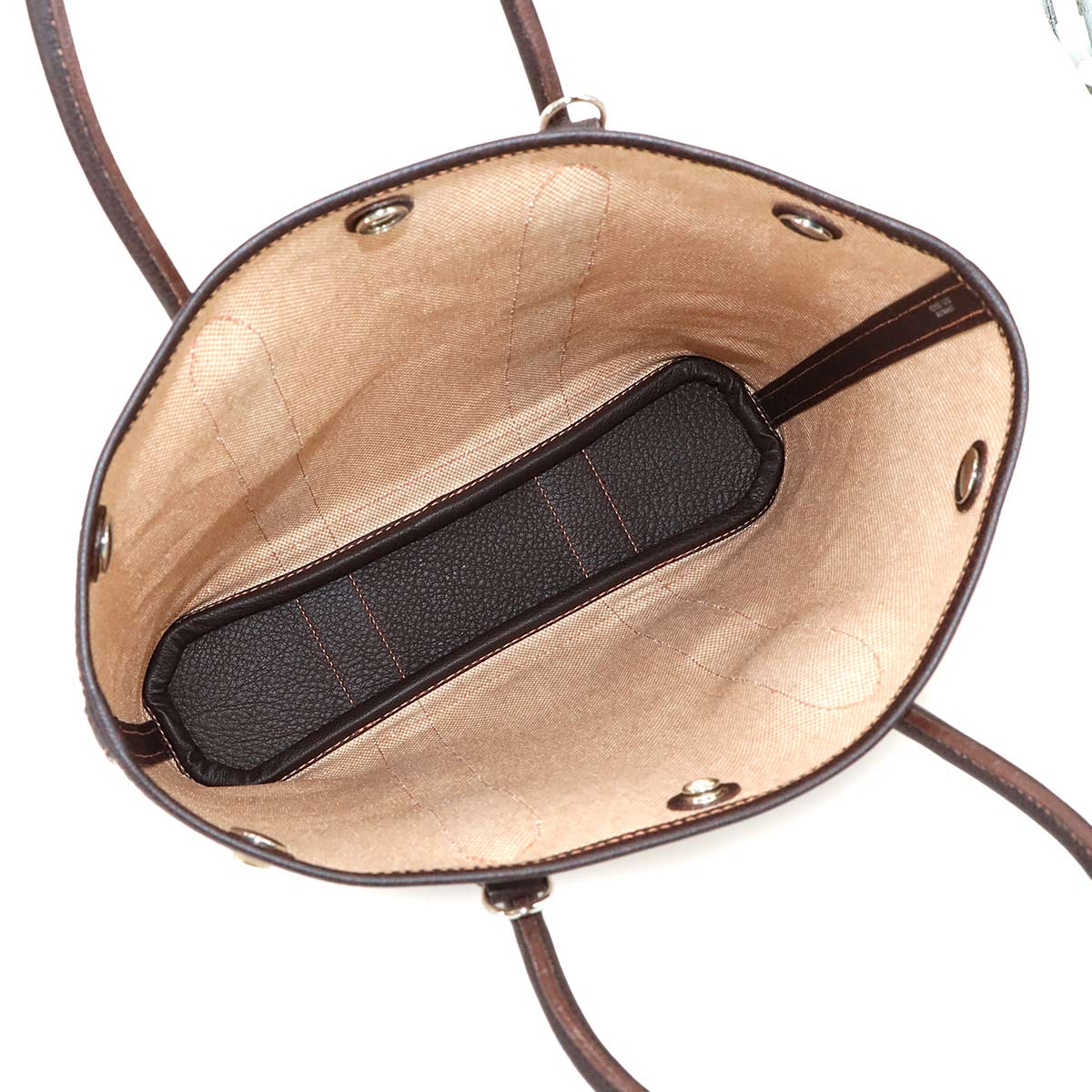 Garden File PM Tote Shoulder Bag Toile H Leather Marron 90265988