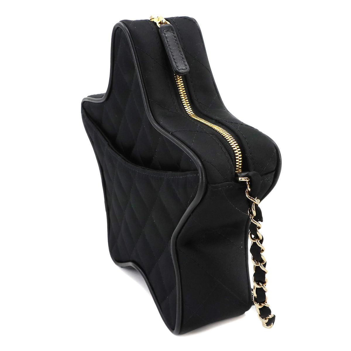 Matelasse Star Chain Shoulder Bag Satin Black AS4579 Purse