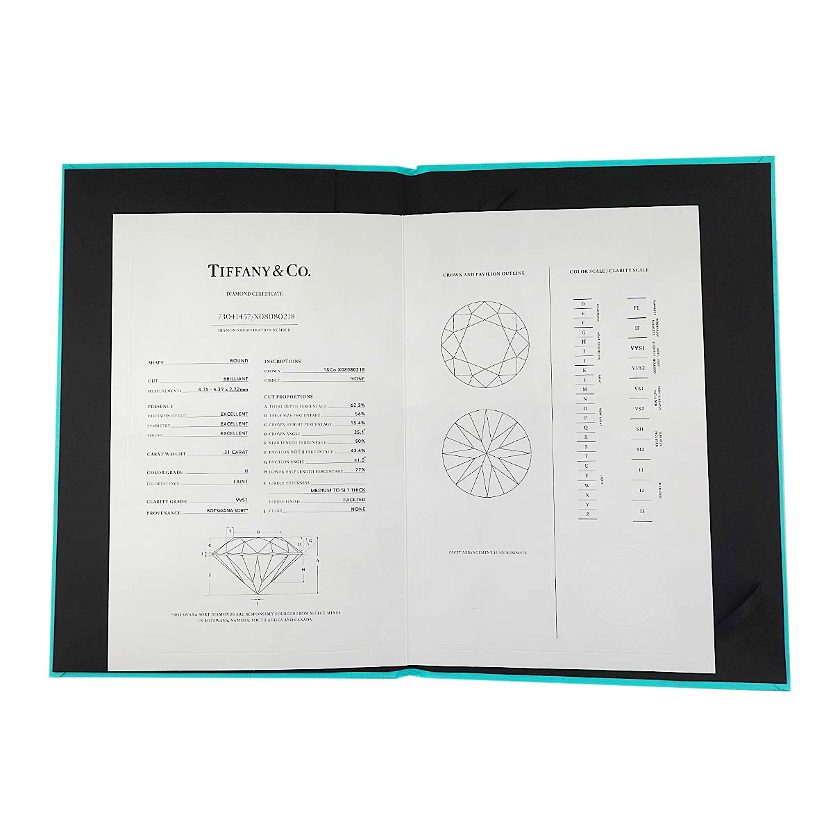 Diamond 0.31ct H/VVS1/3EX Ring Pt Platinum Size4(US)