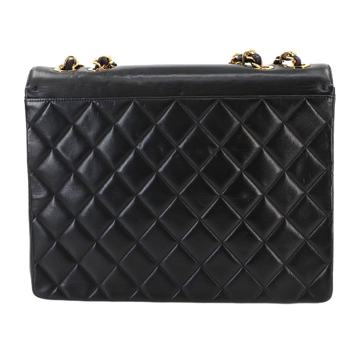 Matelasse Chain Shoulder Bag Leather Black Vintage Purse