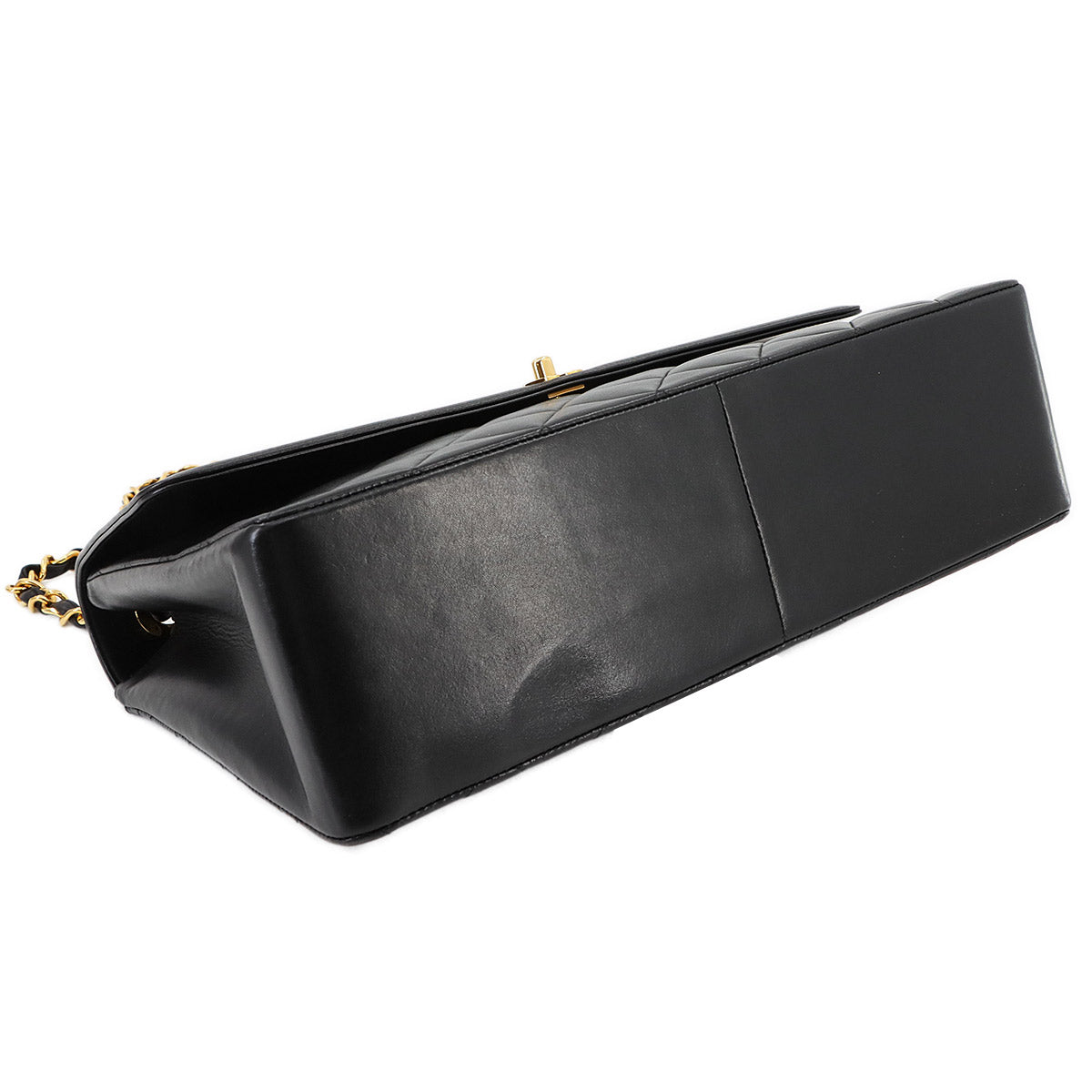 Matelasse Chain Shoulder Bag Leather Black Vintage Purse